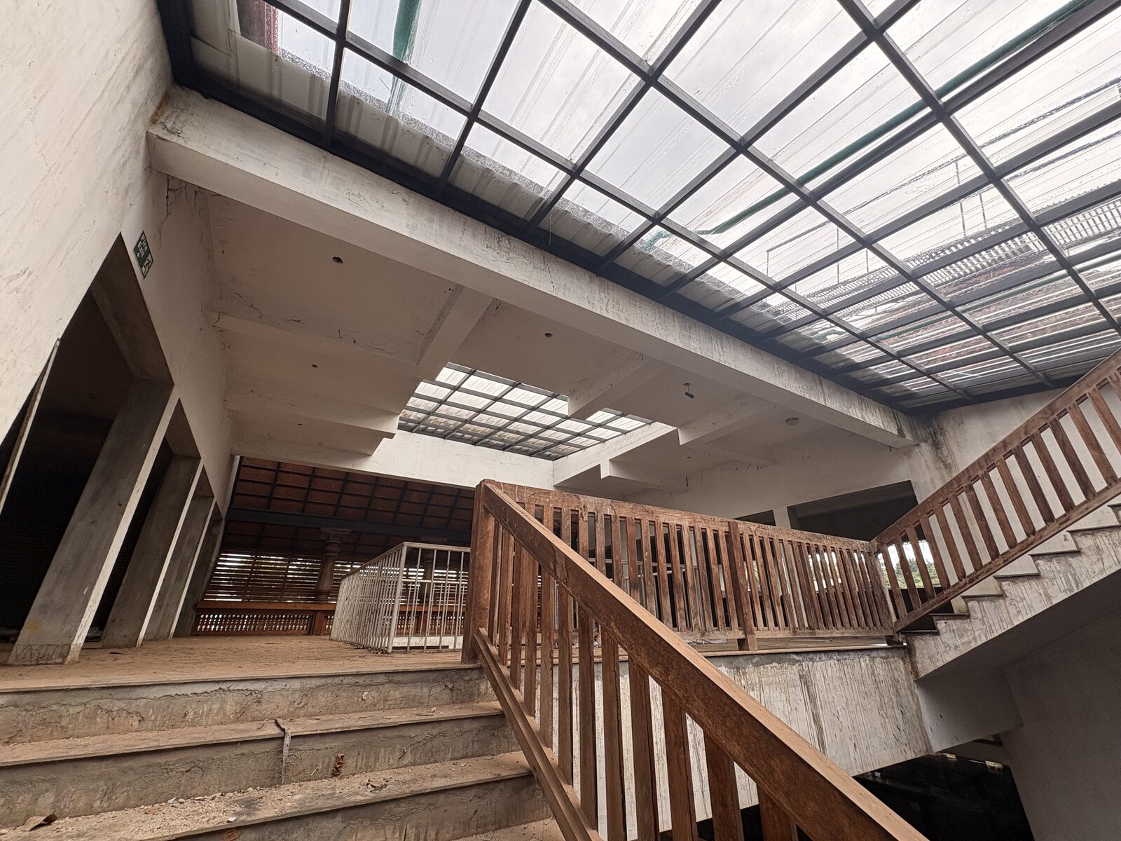 Stair and skylight detail inside the central court